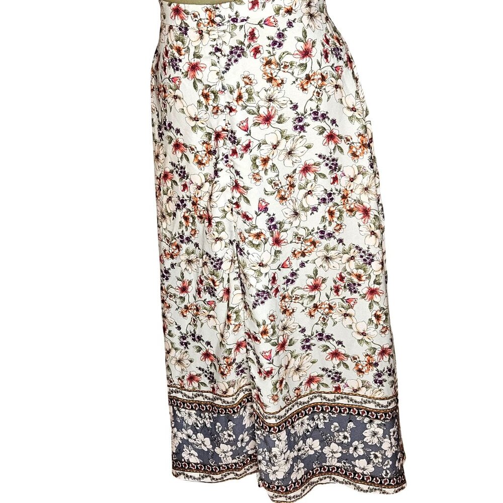 Woman's Heart Soul maxi fit and flare cottagecore button front slit skirt Large